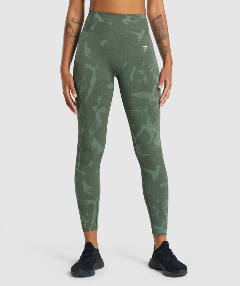 Gymshark Adapt Camo Seamless Leggings Dam Gröna | SE-30924M