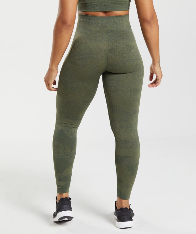 Gymshark Adapt Camo Seamless Leggings Dam Olivgröna | SE-54096M