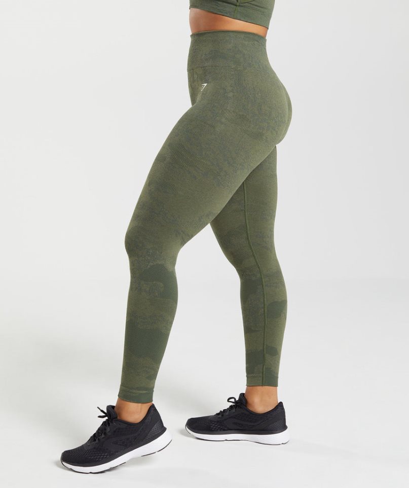 Gymshark Adapt Camo Seamless Leggings Dam Olivgröna | SE-54096M