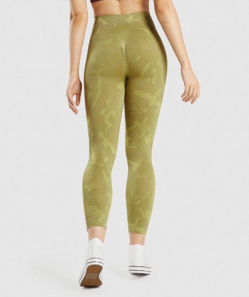 Gymshark Adapt Camo Seamless Leggings Dam Olivgröna | SE-94086O