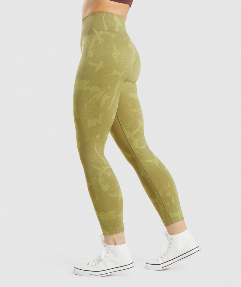 Gymshark Adapt Camo Seamless Leggings Dam Olivgröna | SE-94086O