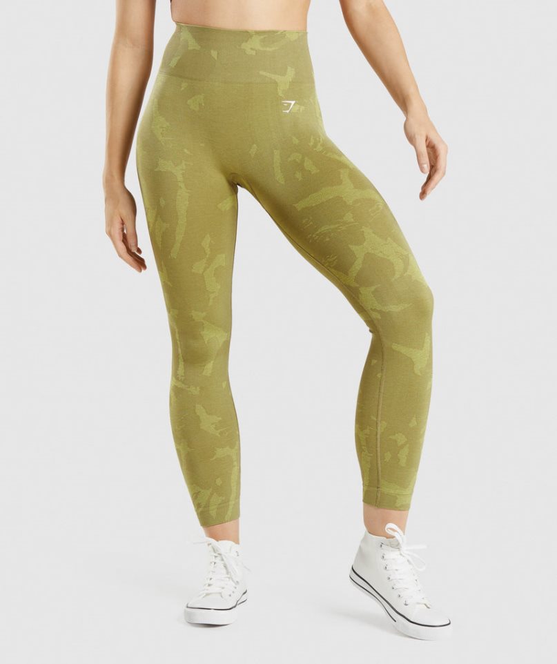 Gymshark Adapt Camo Seamless Leggings Dam Olivgröna | SE-94086O