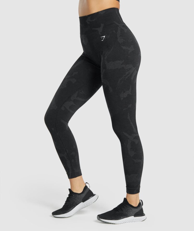 Gymshark Adapt Camo Seamless Leggings Dam Svarta | SE-96307U