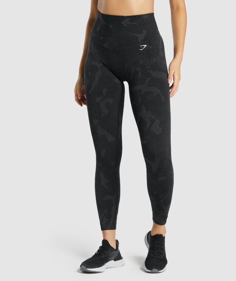 Gymshark Adapt Camo Seamless Leggings Dam Svarta | SE-96307U