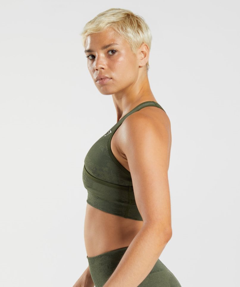 Gymshark Adapt Camo Seamless Sport Bh Dam Olivgröna | SE-45923C