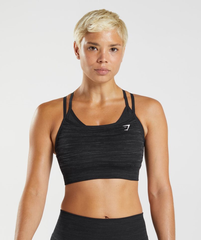 Gymshark Adapt Marl Seamless Sport Bh Dam Svarta | SE-48610O