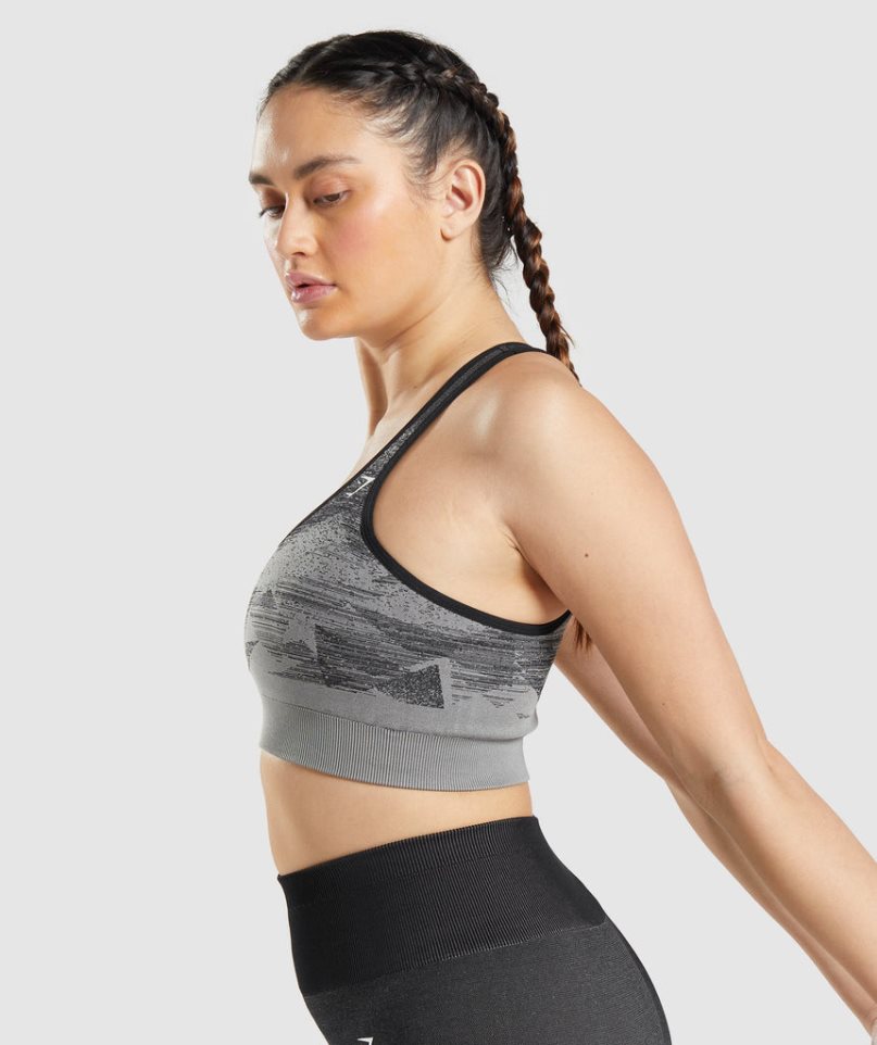 Gymshark Adapt Ombre Seamless Sport Bh Dam Svarta | SE-02365T