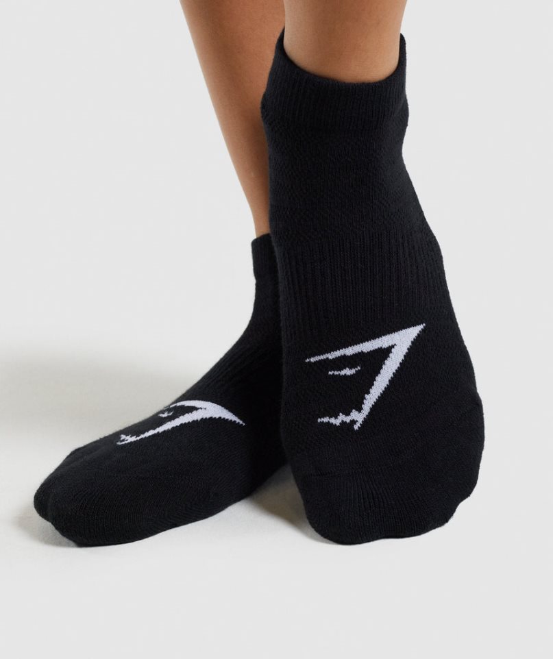 Gymshark Ankle 3pk Strumpor Svarta | SE-03169M