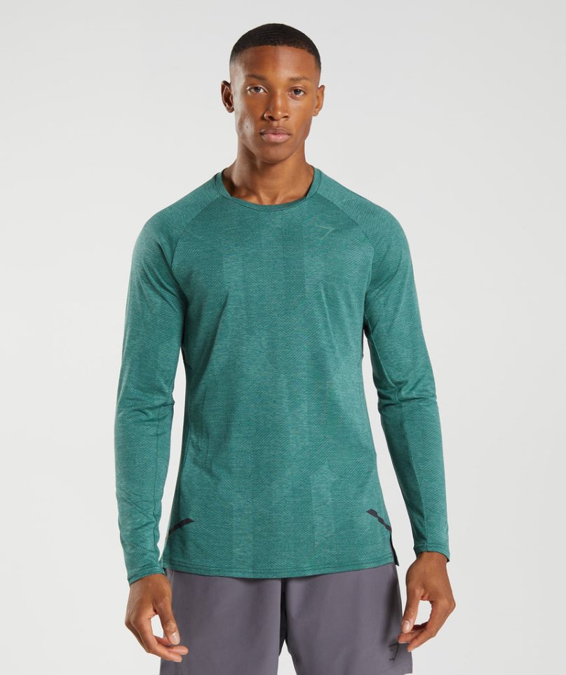 Gymshark Apex Long Sleeve T-shirt Herr Gröna | SE-59637R