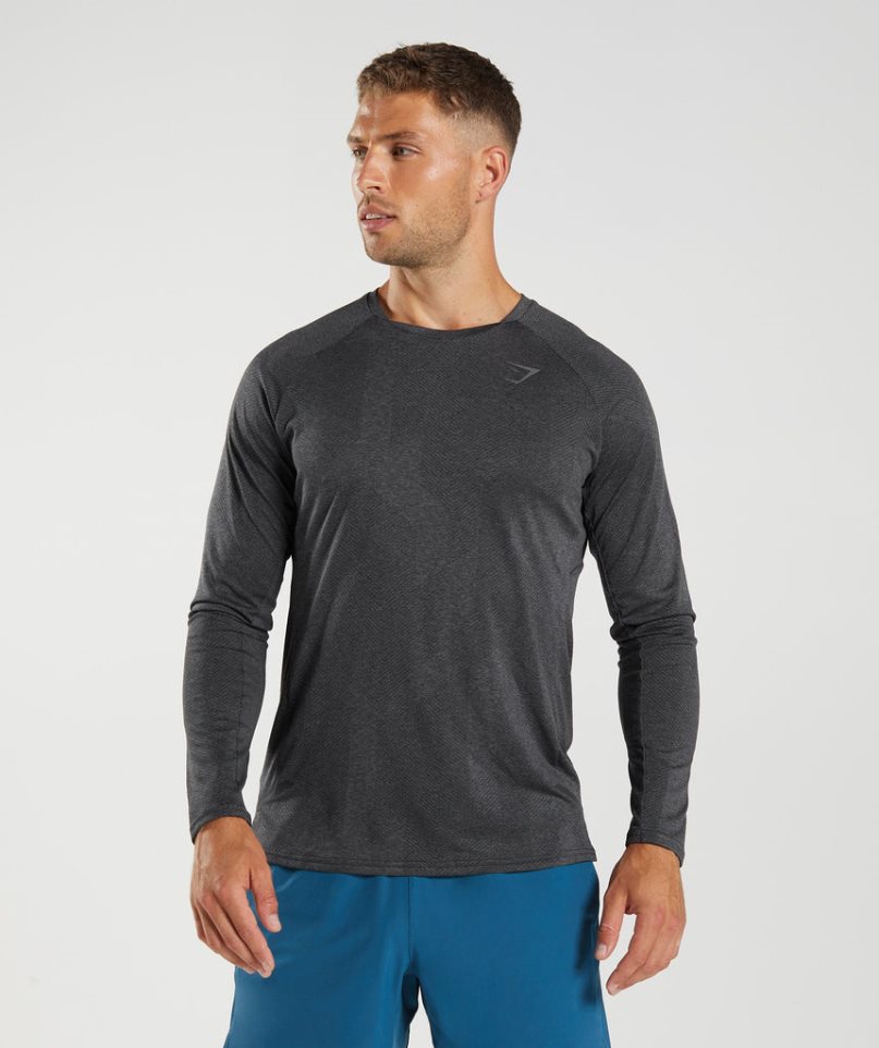 Gymshark Apex Long Sleeve T-shirt Herr Svarta | SE-25074I