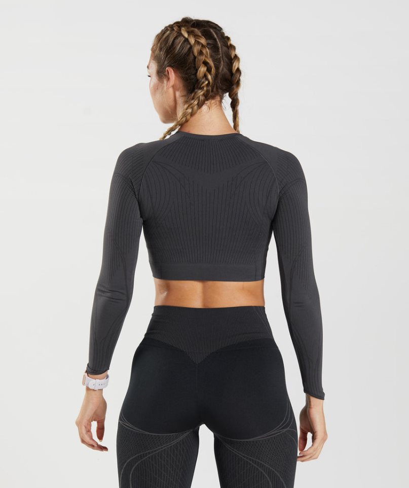 Gymshark Apex Seamless Beskurna Toppar Dam Svarta | SE-08715I