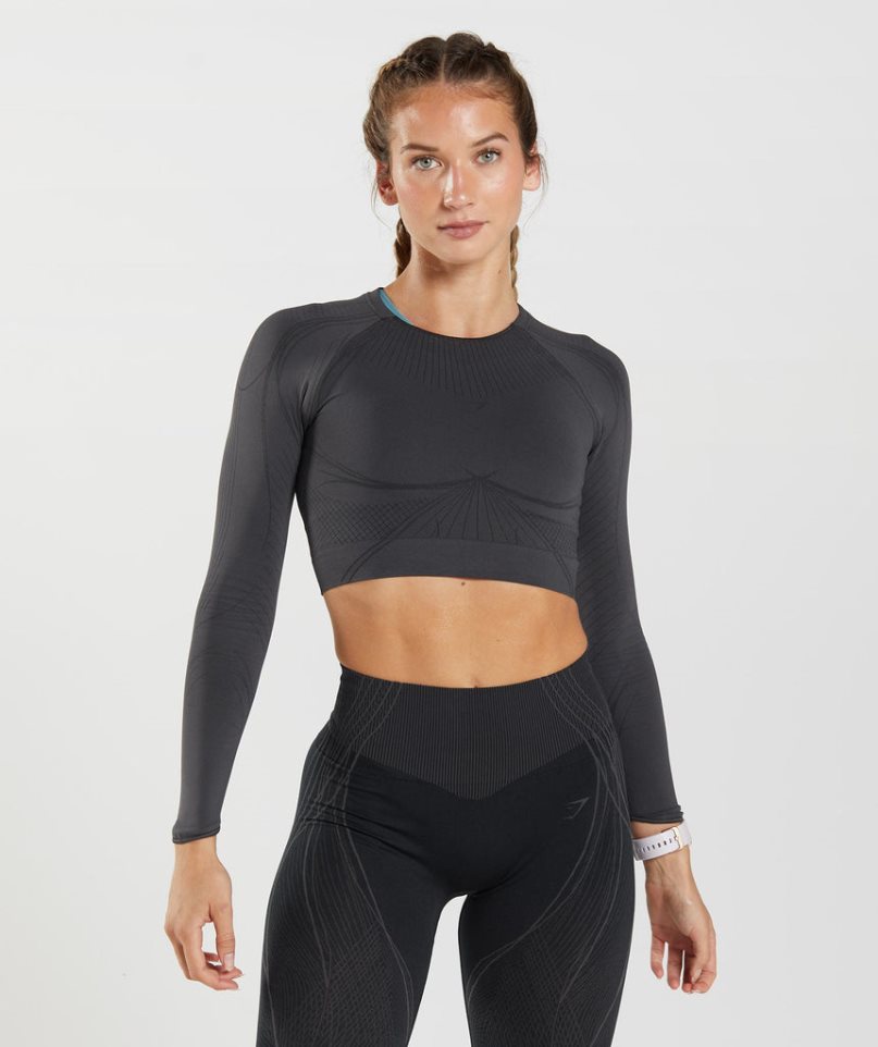 Gymshark Apex Seamless Beskurna Toppar Dam Svarta | SE-08715I