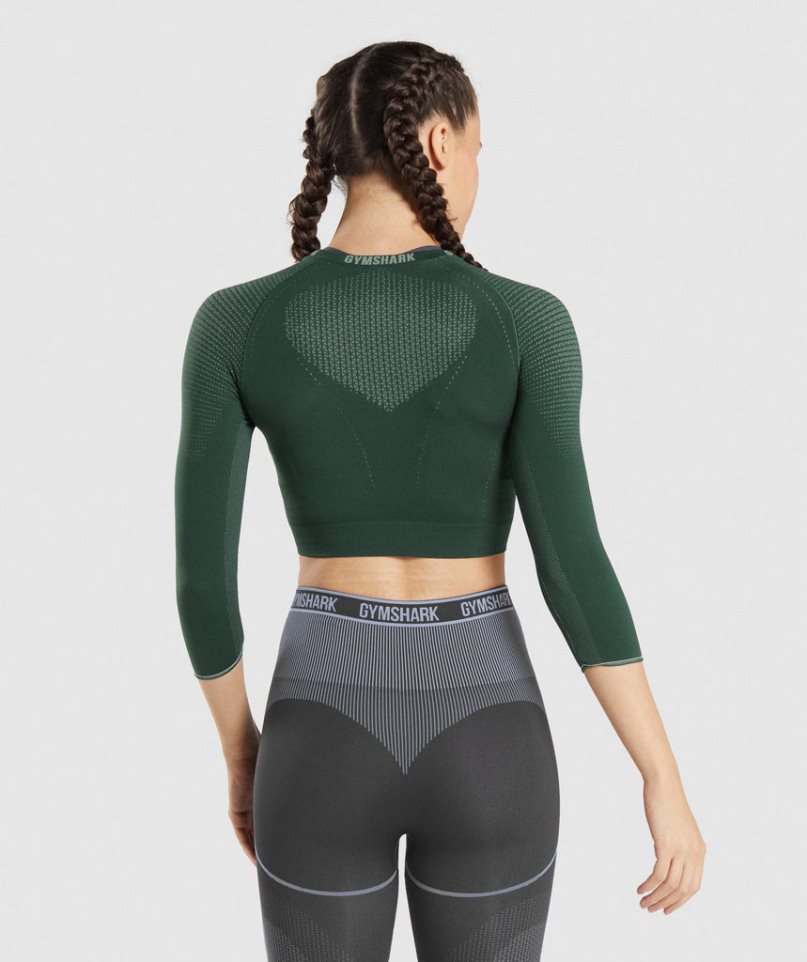 Gymshark Apex Seamless Beskurna Toppar Dam Mörkgröna | SE-58031L