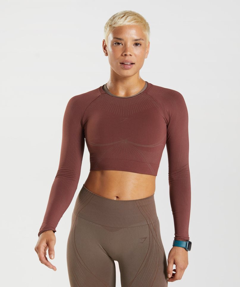 Gymshark Apex Seamless Beskurna Toppar Dam Mörkbruna | SE-70641I