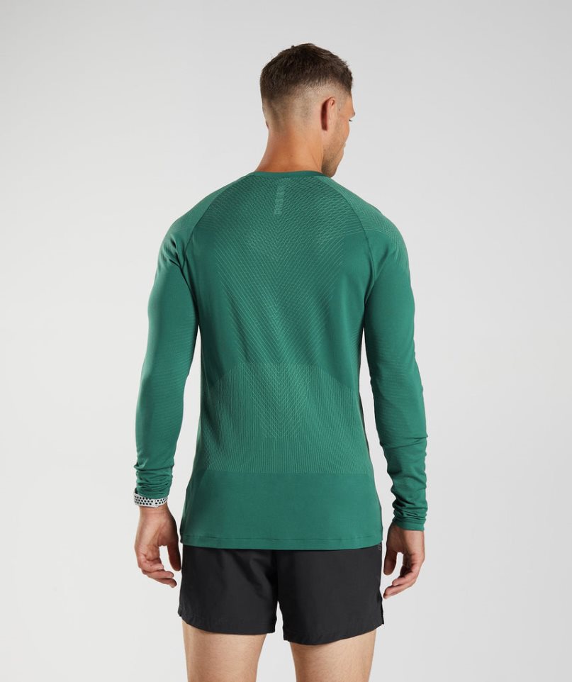 Gymshark Apex Seamless Long Sleeve T-shirt Herr Gröna | SE-15706Y