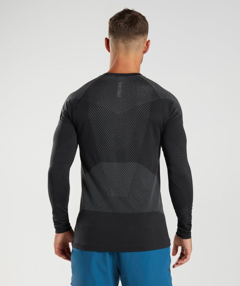 Gymshark Apex Seamless Long Sleeve T-shirt Herr Svarta | SE-70381B