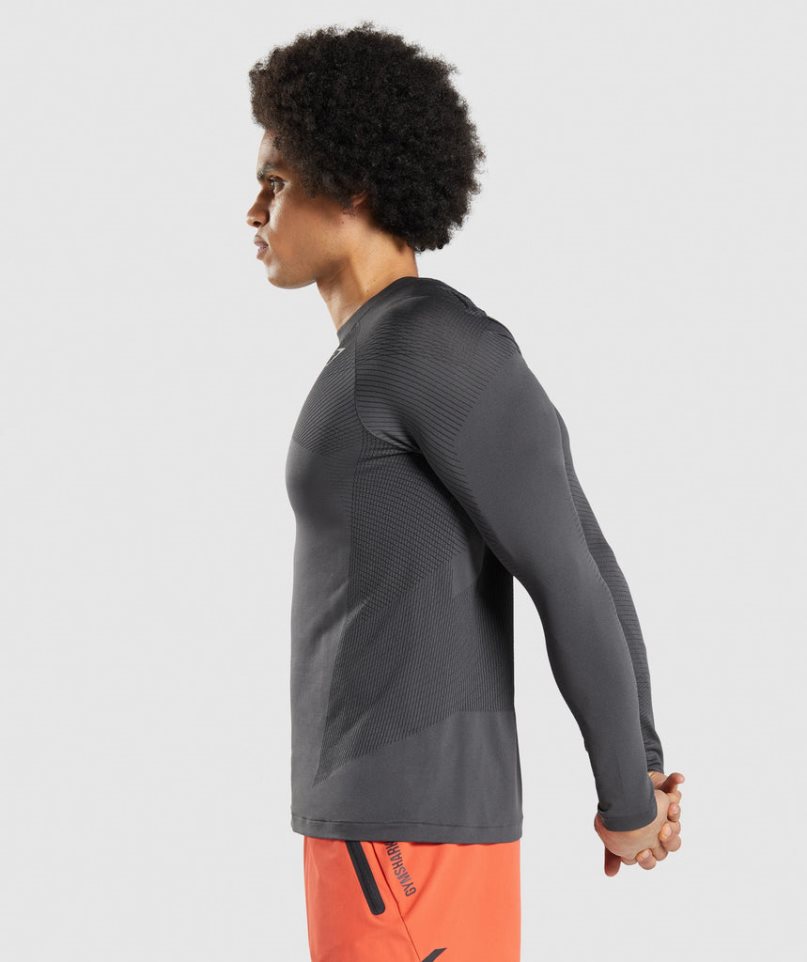 Gymshark Apex Seamless Long Sleeve T-shirt Herr Mörkgrå | SE-71638S