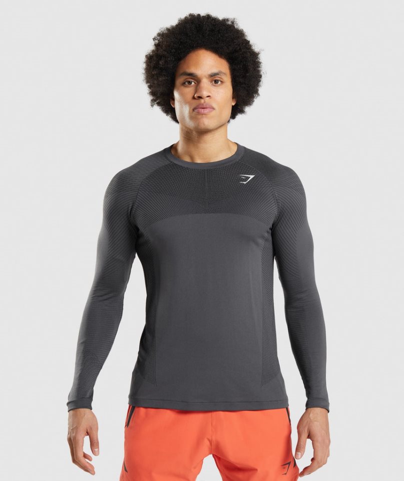 Gymshark Apex Seamless Long Sleeve T-shirt Herr Mörkgrå | SE-71638S