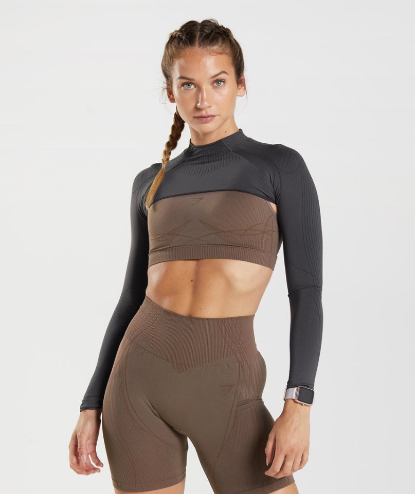 Gymshark Apex Seamless Shrug Tröjor Dam Svarta | SE-62541N