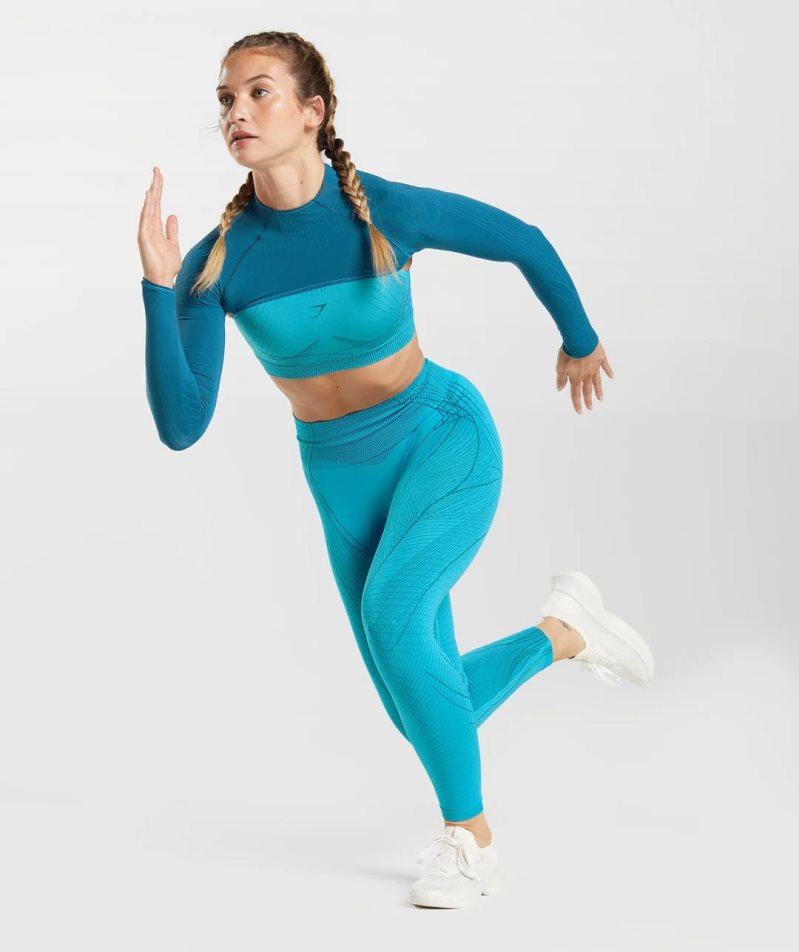 Gymshark Apex Seamless Shrug Tröjor Dam Turkos | SE-86204F