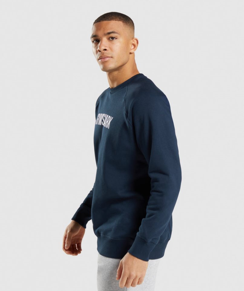 Gymshark Apollo Crew Tröjor Herr Marinblå | SE-01436V