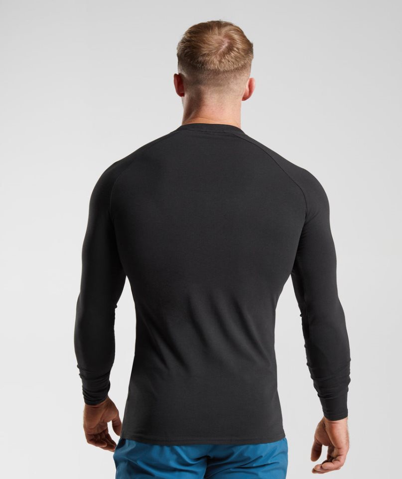 Gymshark Apollo Long Sleeve T-shirt Herr Svarta | SE-17489J