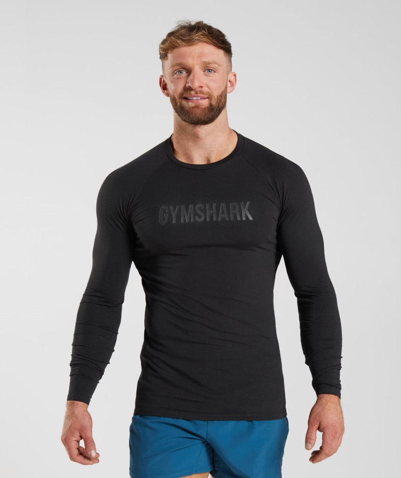 Gymshark Apollo Long Sleeve T-shirt Herr Svarta | SE-17489J