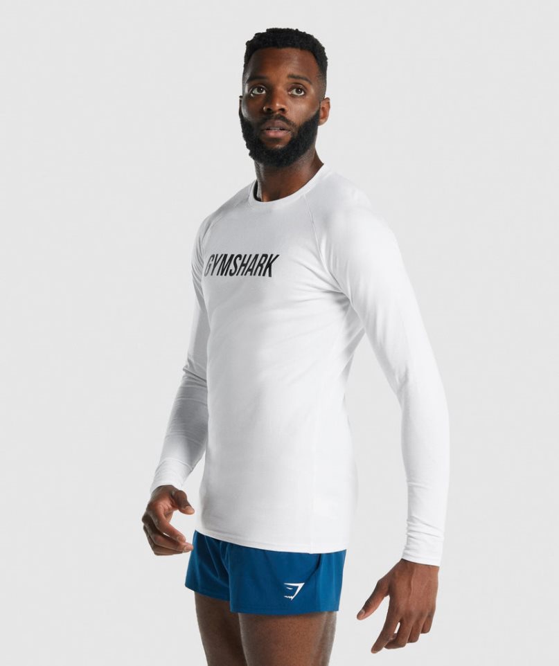 Gymshark Apollo Long Sleeve T-shirt Herr Vita | SE-61953S