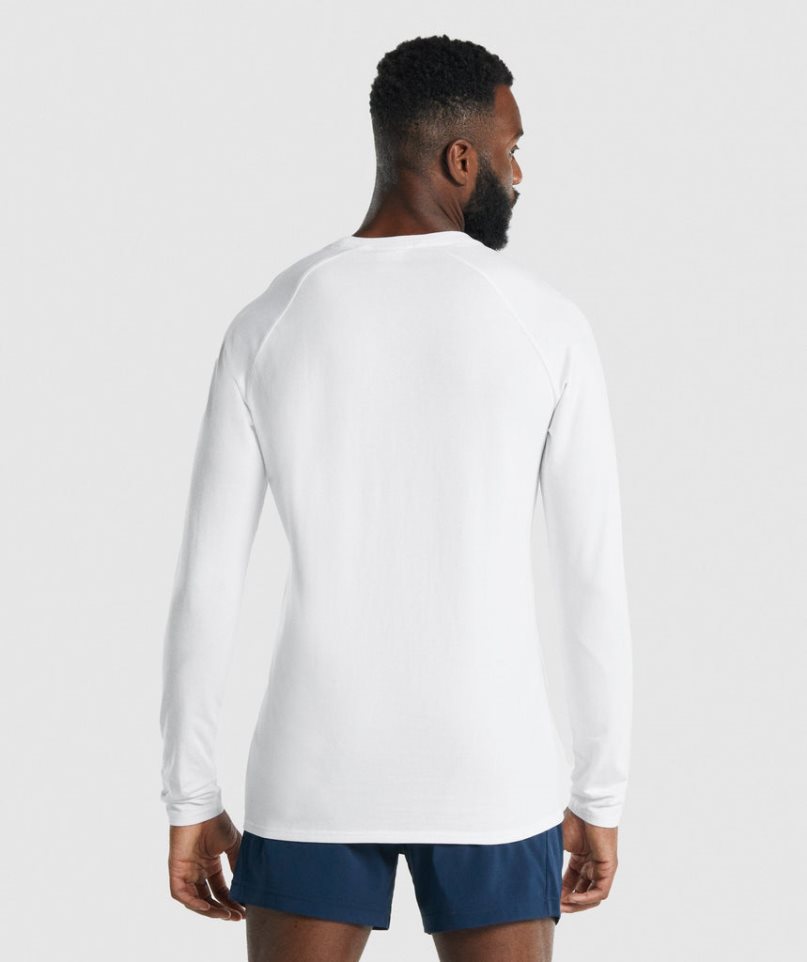 Gymshark Apollo Long Sleeve T-shirt Herr Vita | SE-62971K