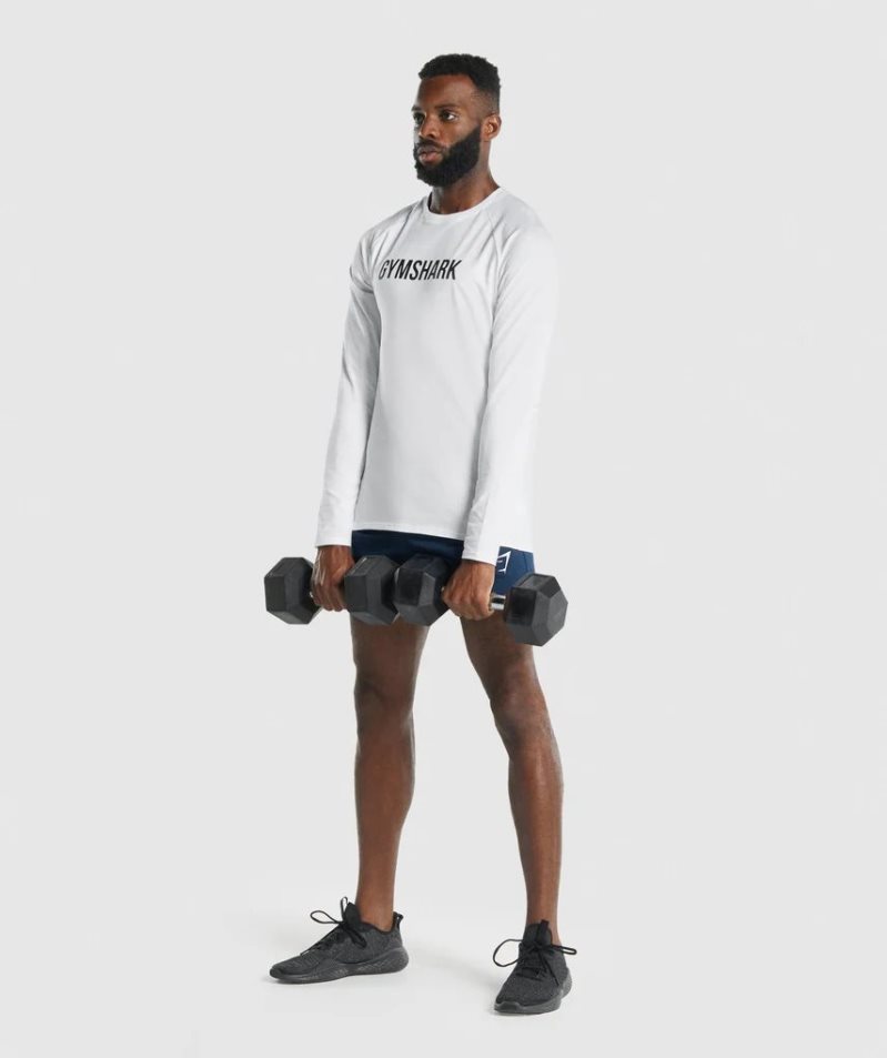 Gymshark Apollo Long Sleeve T-shirt Herr Vita | SE-62971K