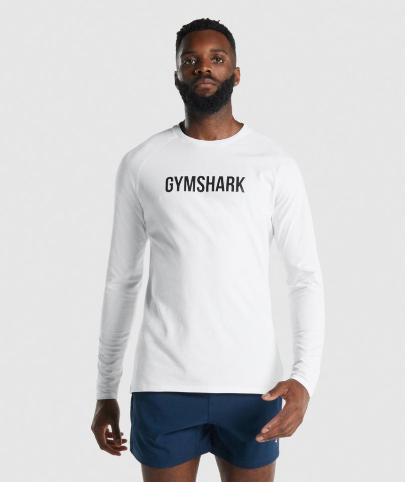 Gymshark Apollo Long Sleeve T-shirt Herr Vita | SE-62971K