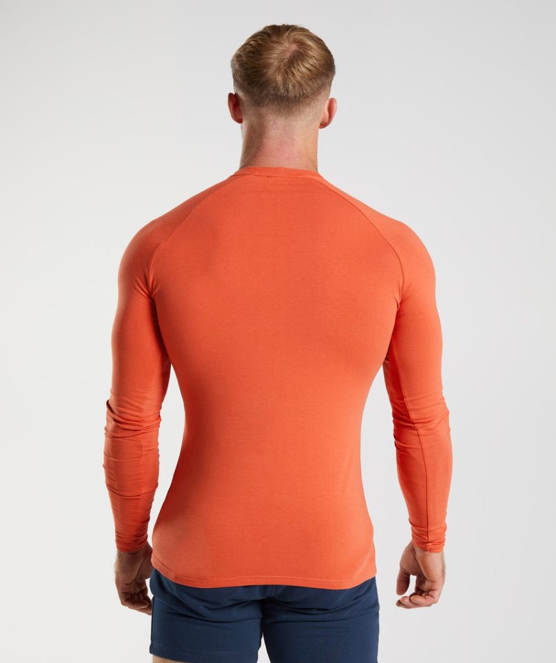 Gymshark Apollo Long Sleeve T-shirt Herr Orange | SE-67120Q