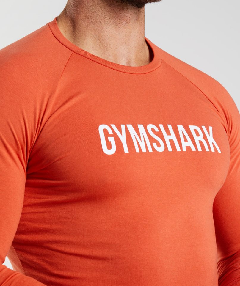 Gymshark Apollo Long Sleeve T-shirt Herr Orange | SE-67120Q