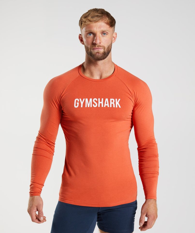 Gymshark Apollo Long Sleeve T-shirt Herr Orange | SE-67120Q