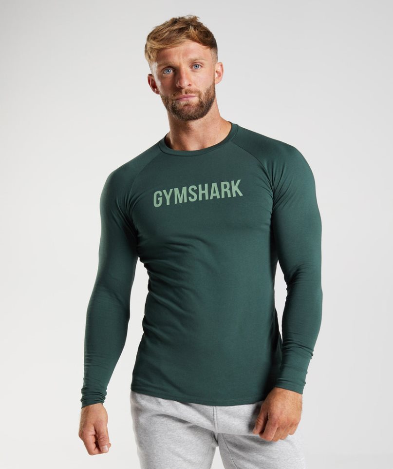 Gymshark Apollo Long Sleeve T-shirt Herr Gröna | SE-69831H