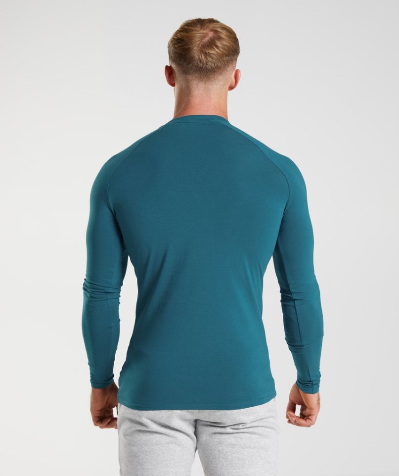 Gymshark Apollo Long Sleeve T-shirt Herr Blå | SE-75023Q