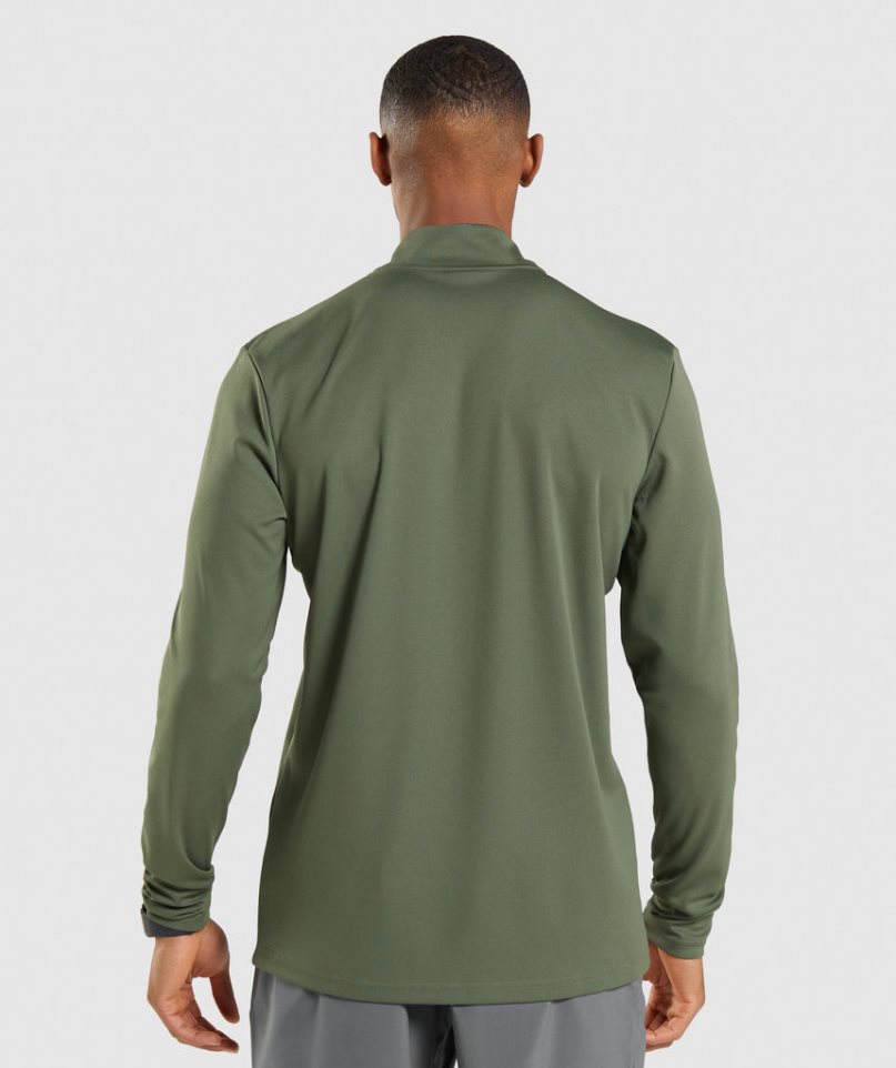 Gymshark Arrival 1/4 Zip Tröjor Herr Olivgröna | SE-16394F