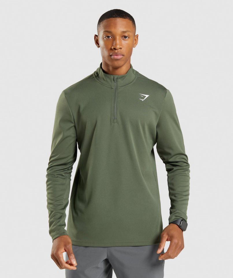 Gymshark Arrival 1/4 Zip Tröjor Herr Olivgröna | SE-16394F