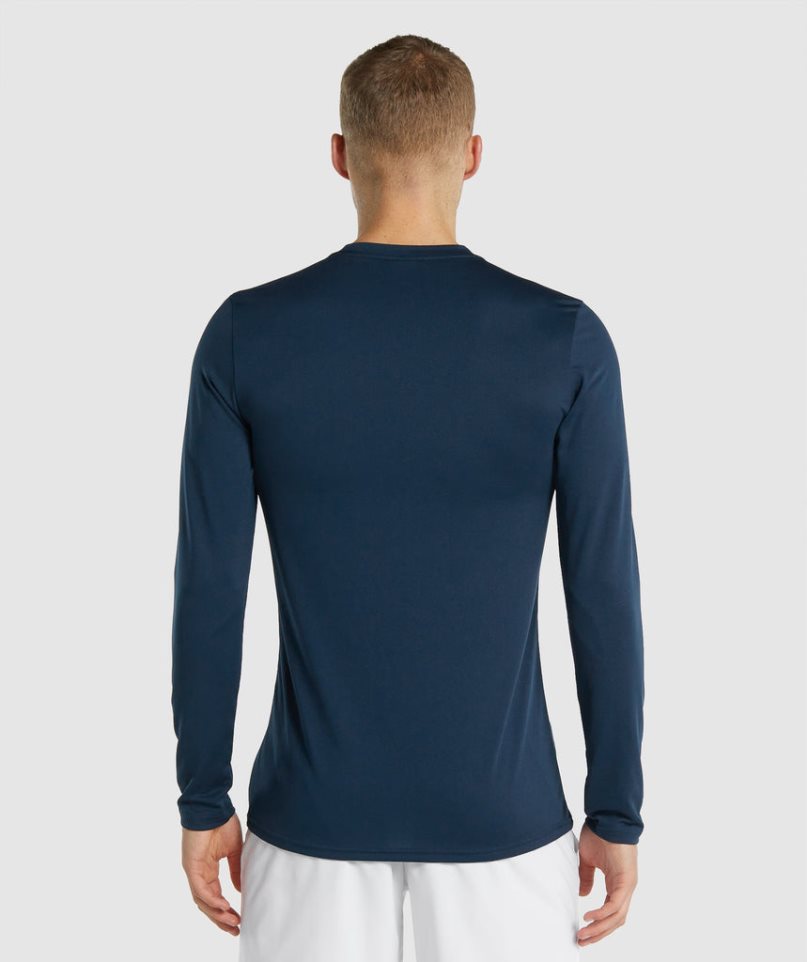 Gymshark Arrival Long Sleeve T-shirt Herr Marinblå | SE-08192B