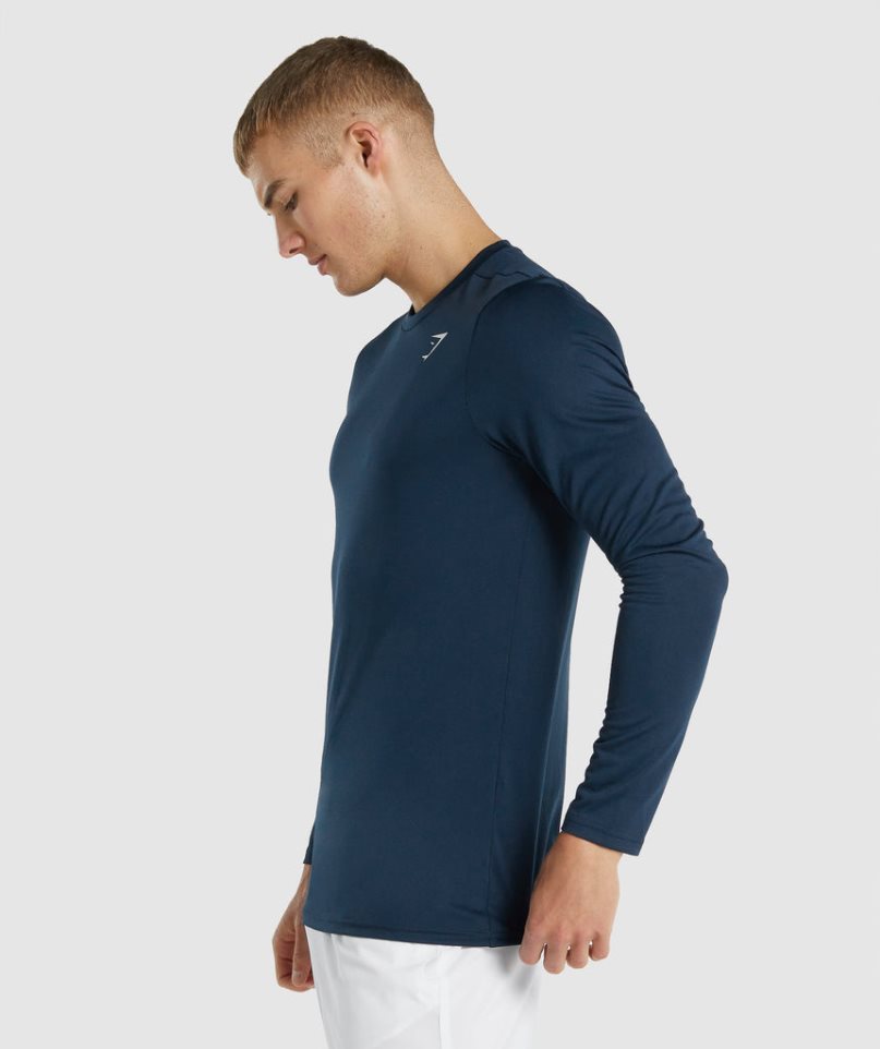 Gymshark Arrival Long Sleeve T-shirt Herr Marinblå | SE-08192B