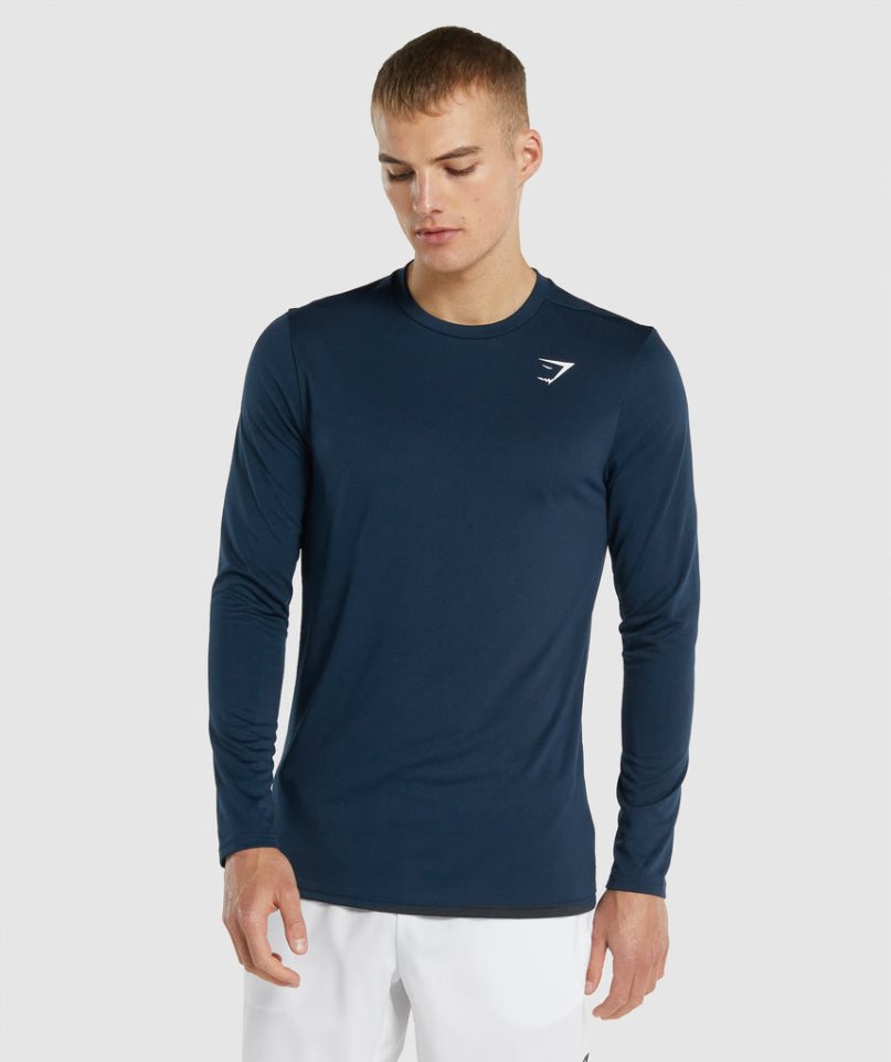 Gymshark Arrival Long Sleeve T-shirt Herr Marinblå | SE-08192B