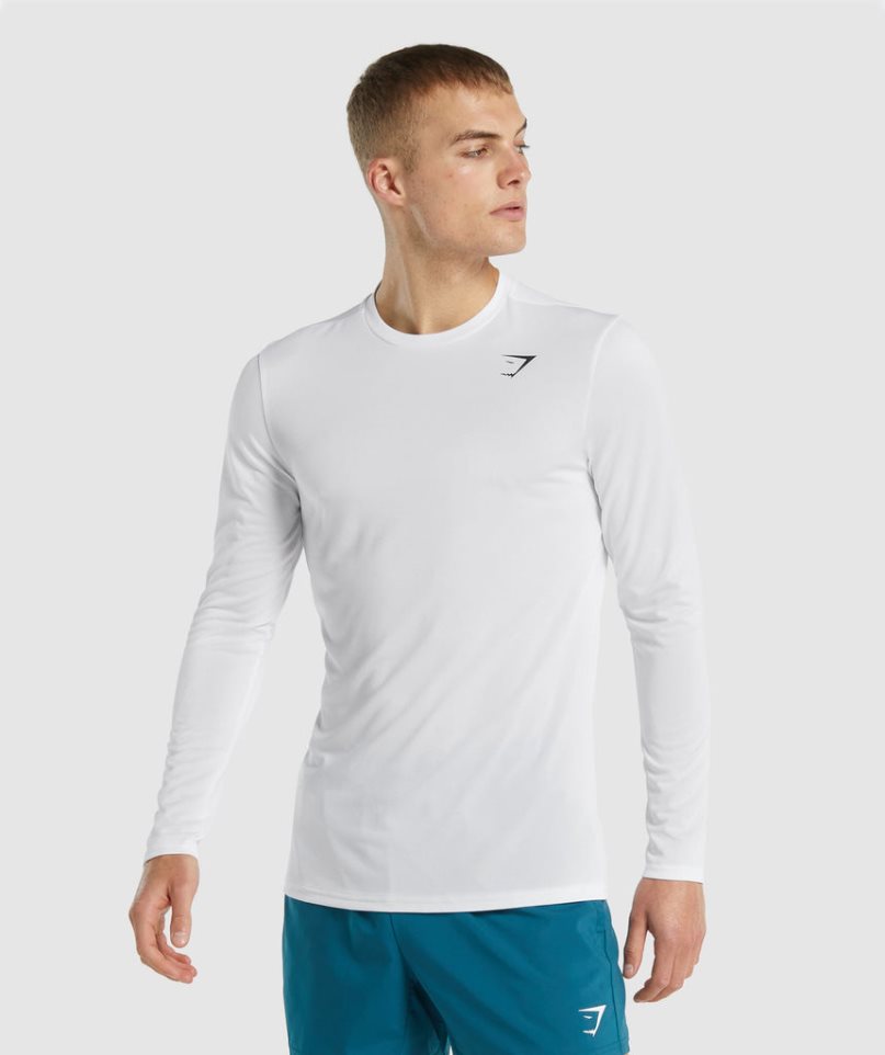 Gymshark Arrival Long Sleeve T-shirt Herr Vita | SE-23097C