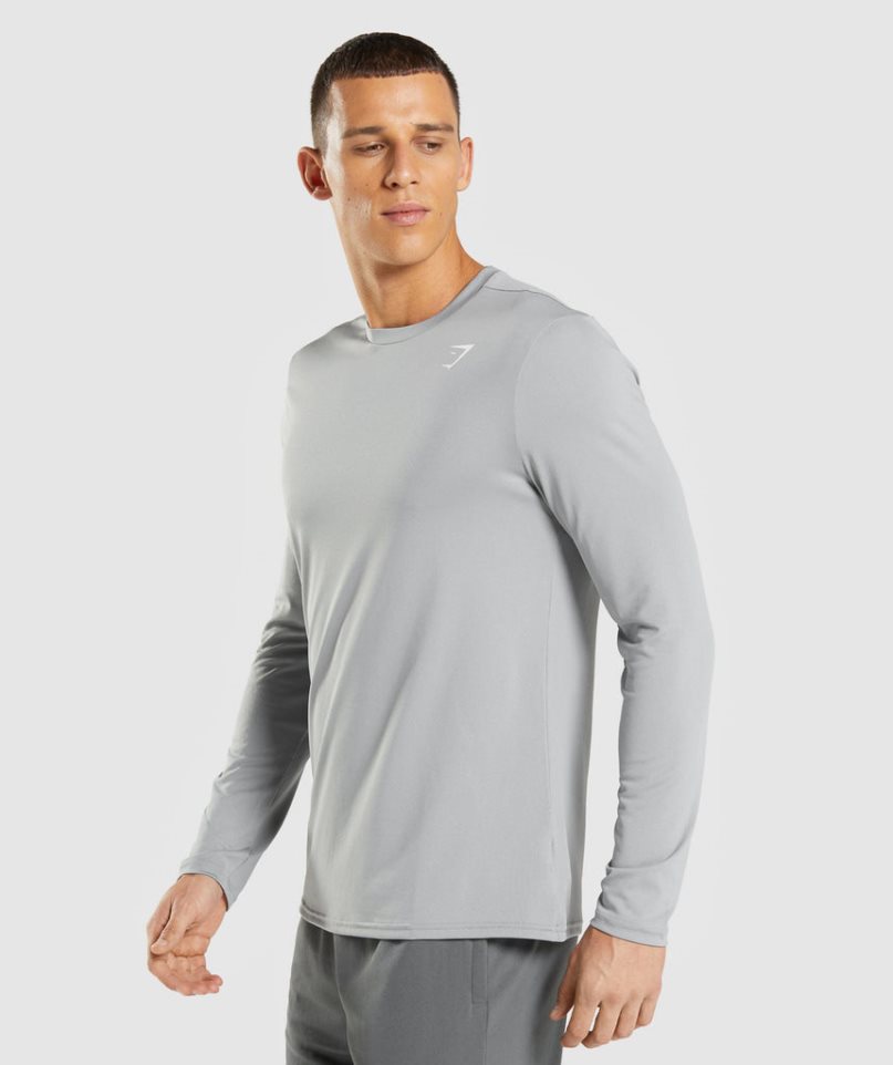 Gymshark Arrival Long Sleeve T-shirt Herr Grå | SE-35246C