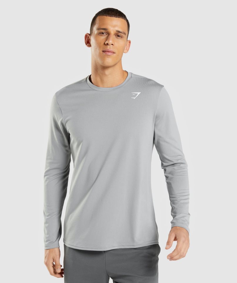 Gymshark Arrival Long Sleeve T-shirt Herr Grå | SE-35246C