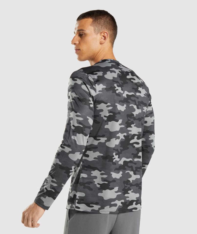 Gymshark Arrival Long Sleeve T-shirt Herr Camo | SE-36240M