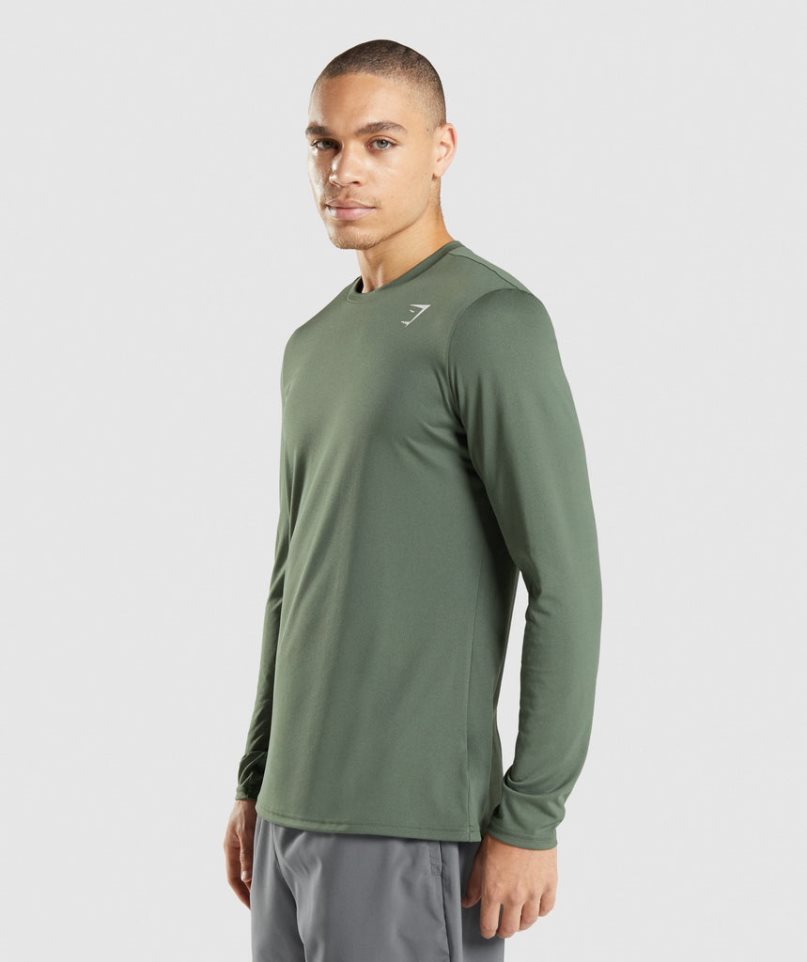 Gymshark Arrival Long Sleeve T-shirt Herr Gröna | SE-48653W