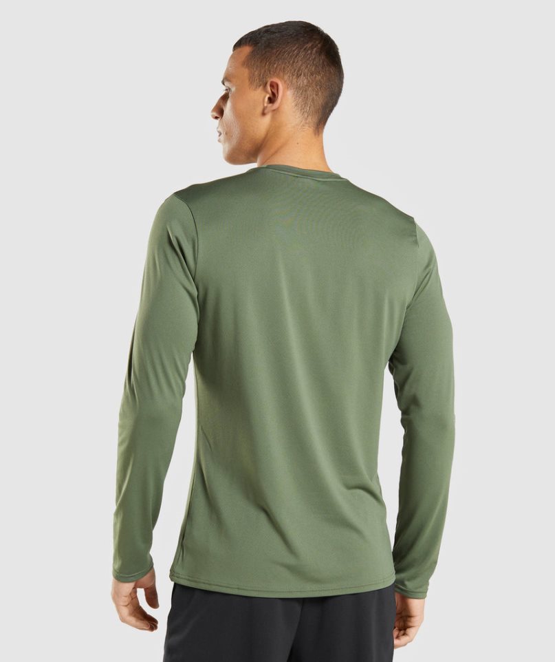 Gymshark Arrival Long Sleeve T-shirt Herr Olivgröna | SE-48706P