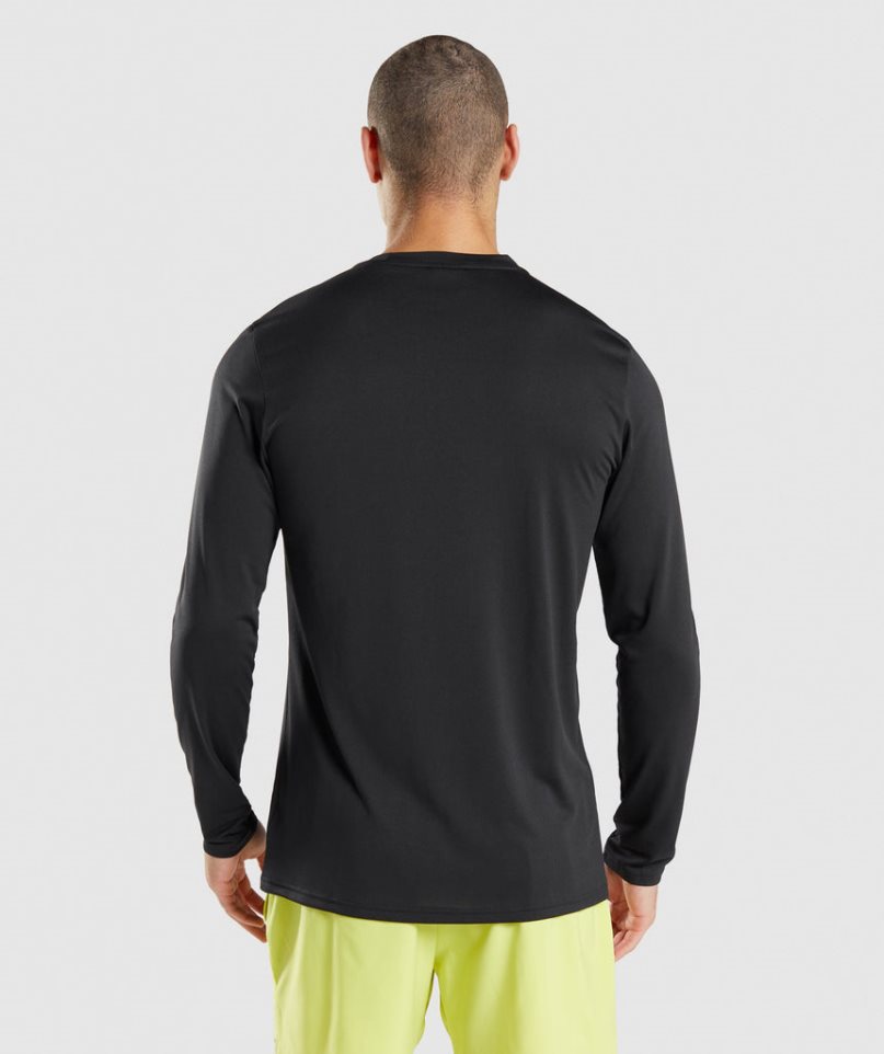 Gymshark Arrival Long Sleeve T-shirt Herr Svarta | SE-53641B