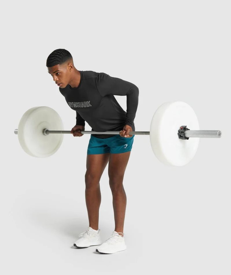 Gymshark Arrival Long Sleeve Tryck T-shirt Herr Svarta | SE-13529L