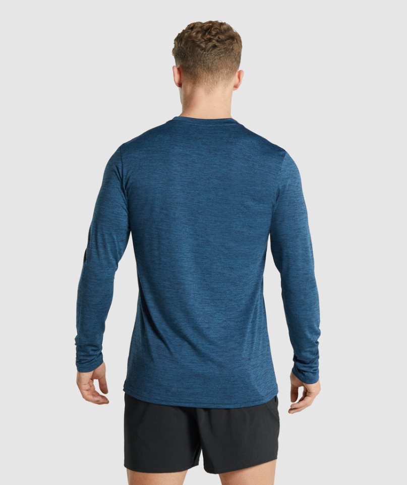 Gymshark Arrival Marl Long Sleeve T-shirt Herr Marinblå | SE-37291O